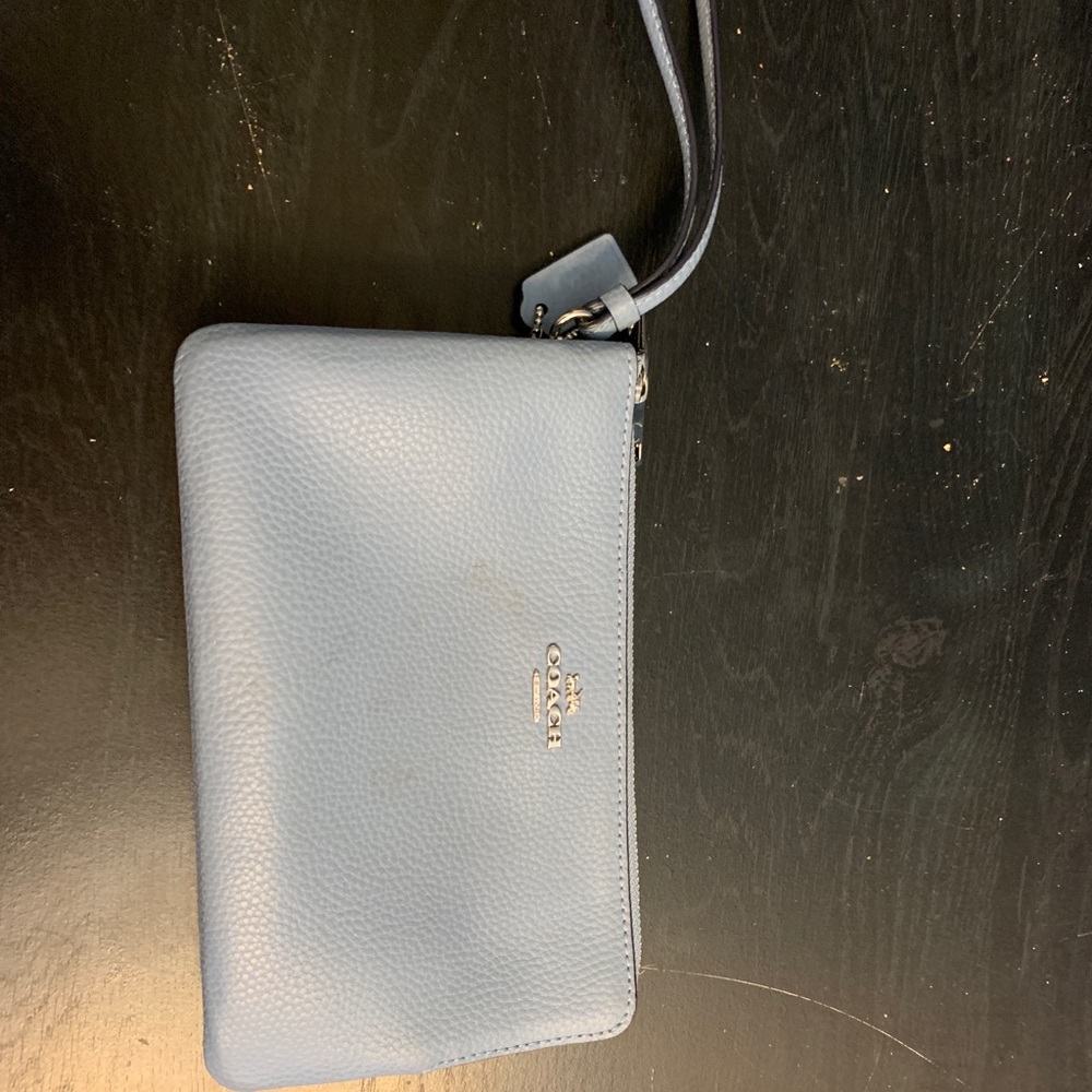 Blue coach wristlet